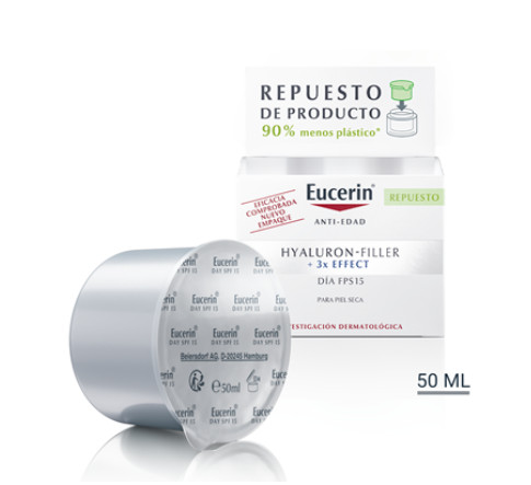 Eucerin productos dermocosméticos que cuidan la piel Eucerin Hyaluron-Filler Triple Efecto x3 Día FPS 15 para piel seca, repuesto