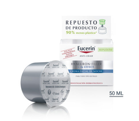 Eucerin productos dermocosméticos que cuidan la piel Eucerin Hyaluron-Filler Triple Efecto x3 Noche, repuesto
