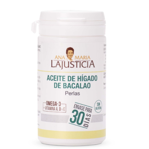 Ana María Lajusticia nutrientes, cuidado y conservación de la salud ACEITE DE HIGADO DE BACALAO (90 perlas)
