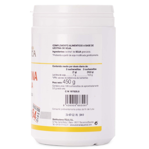 Ana María Lajusticia nutrientes, cuidado y conservación de la salud LECITINA DE SOJA (450 gr) granulada