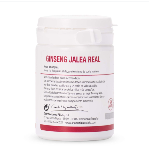Ana María Lajusticia nutrientes, cuidado y conservación de la salud GINSENG CON JALEA REAL (60 cap.)