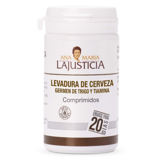Ana María Lajusticia nutrientes, cuidado y conservación de la salud LEVADURA DE CERVEZA + GERMEN TRIGO + TIAMINA (B1) (80 comp.)