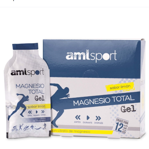 Ana María Lajusticia nutrientes, cuidado y conservación de la salud MAGNESIO TOTAL GEL Sabor limón (12 sobres de 20ml) AMLSPORT