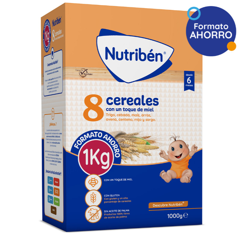 NUTRIBEN la mejor alimentación infantil, potitos y papillas Nutribén® 8 Cereales con un toque de miel (Formato Ahorro)