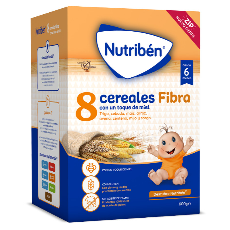 NUTRIBEN la mejor alimentación infantil, potitos y papillas Nutribén® 8 Cereales con un toque de miel Fibra