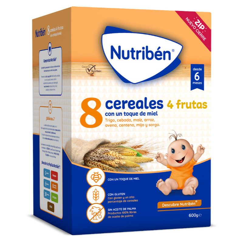 NUTRIBEN la mejor alimentación infantil, potitos y papillas Nutribén® 8 Cereales con un toque de miel 4 Frutas