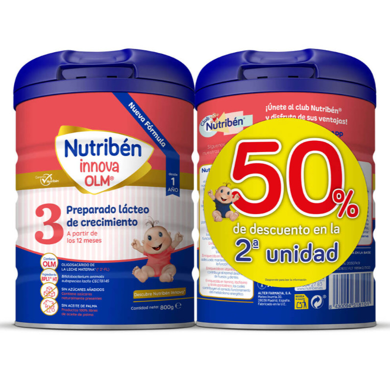Comprar en Gran Farmacia Andorra Bipack Leche Nutribén innova OLM® 3 desde los 12 meses 2x800gr