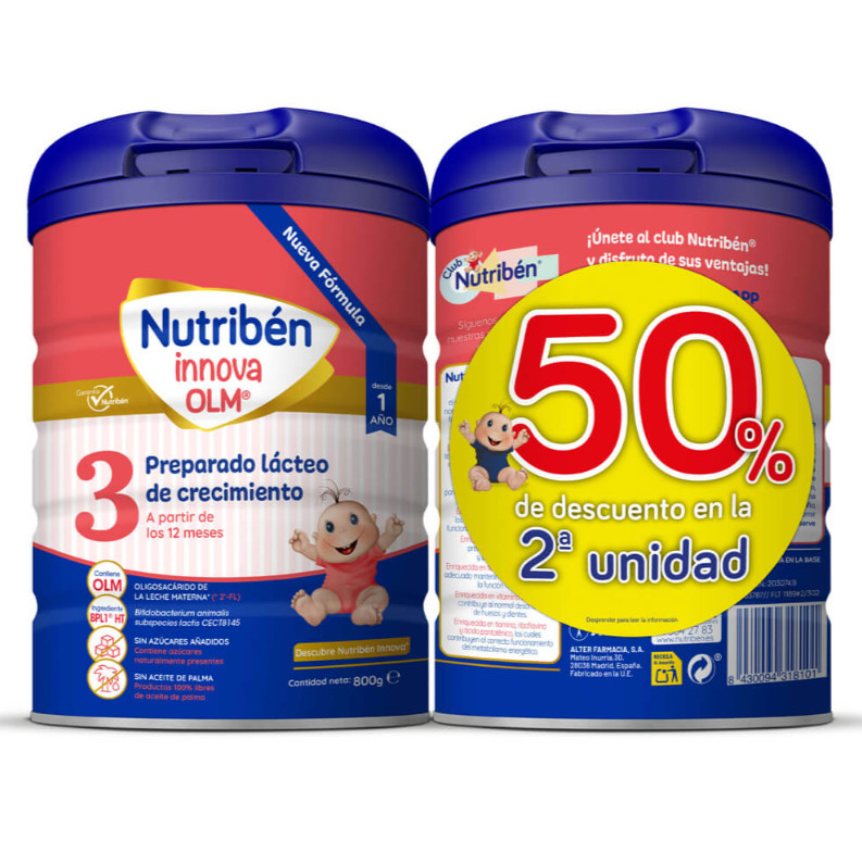 Comprar en Gran Farmacia Andorra Bipack Leche Nutribén innova OLM® 3 desde los 12 meses 2x800gr