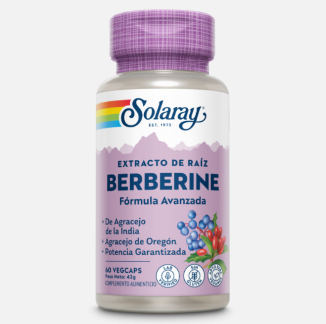 Comprar en Gran Farmacia Andorra SOLARAY Berberine- 60 VegCaps. Sin gluten. Apto para veganos