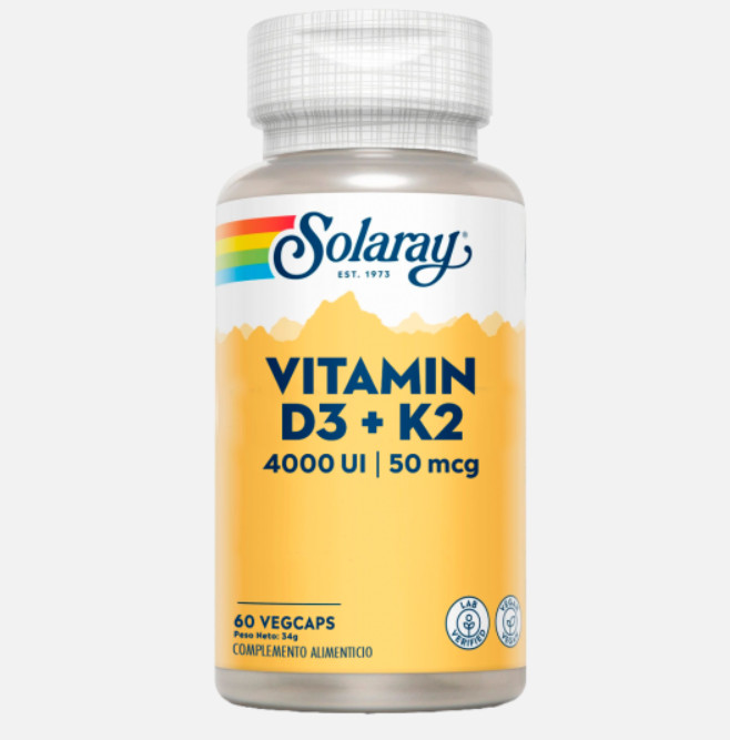 Comprar en Gran Farmacia Andorra SOLARAY Vitamina D3 + K-2 (MK7) - 60 VegCaps. Sin soja. Sin gluten. Apto para vegetarianos