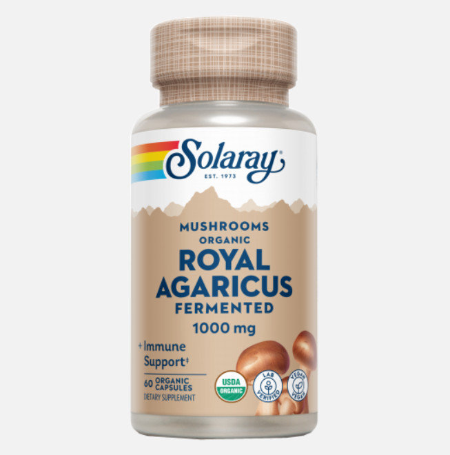 Comprar en Gran Farmacia Andorra SOLARAY Royal Agaricus (Champiñon del sol) 500 mg-60 VegCaps. Sin gluten. Apto para veganos.