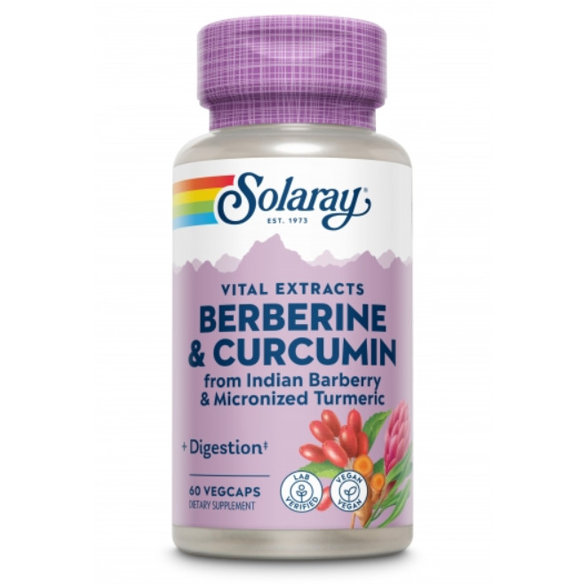 Comprar en Gran Farmacia Andorra SOLARAY Berberine & Curcumin - 60 VegCaps. Sin gluten. Apto para veganos