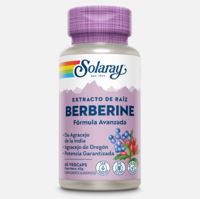 Comprar en Gran Farmacia Andorra SOLARAY Berberine- 60 VegCaps. Sin gluten. Apto para veganos