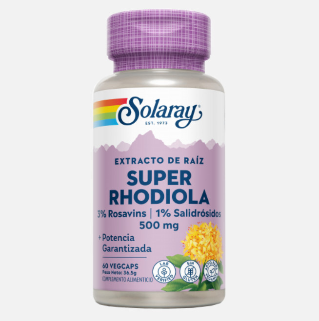 Comprar en Gran Farmacia Andorra SOLARAY Super Rhodiola-60 VegCaps. Sin gluten. Apto para veganos