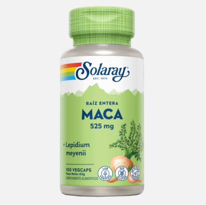Comprar en Gran Farmacia Andorra SOLARAY Maca-100 VegCaps. Sin gluten. Apto para veganos