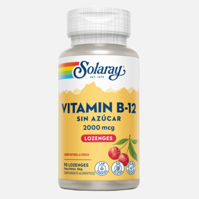 Comprar en Gran Farmacia Andorra SOLARAY Vitamin B-12 2000 Mcg - Sin Azúcar - 90 Lozenges. Sin Gluten. Apto Para Veganos.
