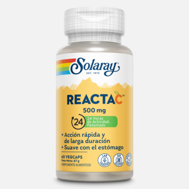 Comprar en Gran Farmacia Andorra SOLARAY Reacta C™- 500 Mg-60 VegCaps. Sin Gluten. Apto Para Veganos