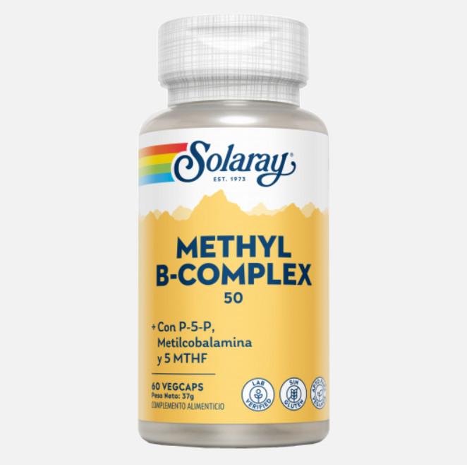 Comprar en Gran Farmacia Andorra SOLARAY Methyl B-complex 50- 60 VegCaps. Sin gluten. Apto para veganos