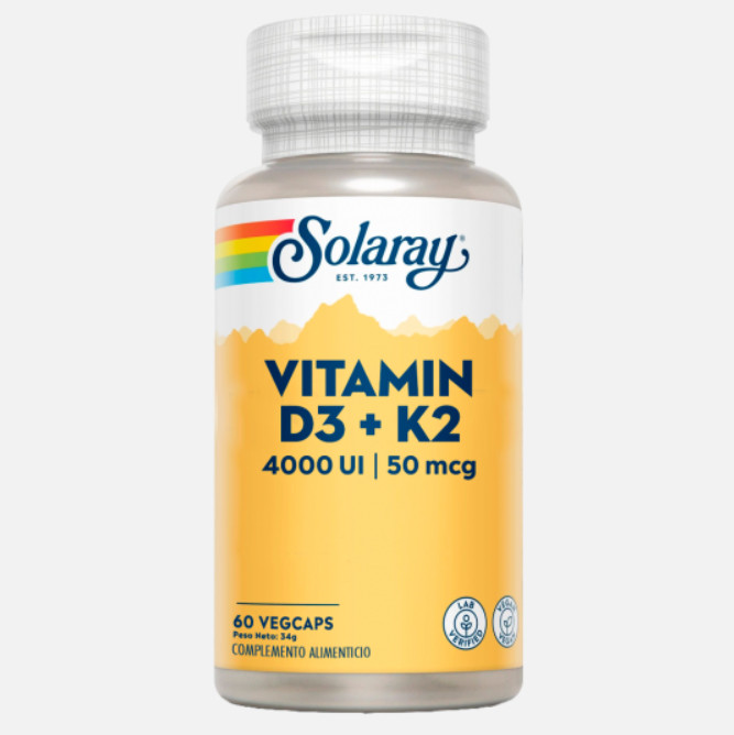 Comprar en Gran Farmacia Andorra SOLARAY Vitamina D3 + K-2 (MK7) - 60 VegCaps. Sin soja. Sin gluten. Apto para vegetarianos
