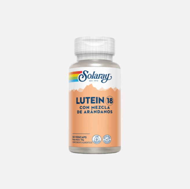 Comprar en Gran Farmacia Andorra SOLARAY Lutein Eyes™18 mg- 30 VegCaps. Apto para veganos.