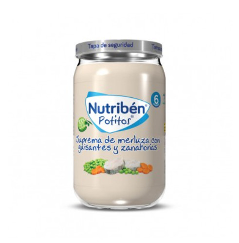 Comprar en Gran Farmacia Andorra NUTRIBEN Potito Guisantes y zanahorias con merluza Sin Almidones 235gr - Pack de 6 unidades