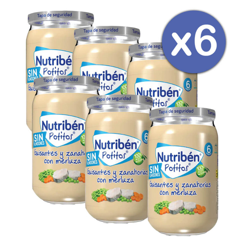 Comprar en Gran Farmacia Andorra NUTRIBEN Potito Guisantes y zanahorias con merluza Sin Almidones 235gr - Pack de 6 unidades
