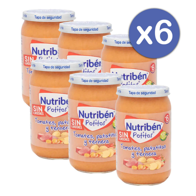 Comprar en Gran Farmacia Andorra NUTRIBEN Potito de tomates, patatitas y ternera sin almidones 235 gr - Pack de 6 unidades